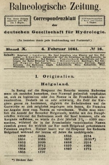 Balneologische Zeitung : Correspondenzblatt der deutschen Gesellschaft für Hydrologie. Bd. 10, 1861, nr 16