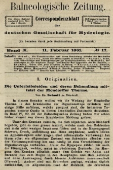 Balneologische Zeitung : Correspondenzblatt der deutschen Gesellschaft für Hydrologie. Bd. 10, 1861, nr 17