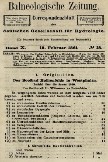 Balneologische Zeitung : Correspondenzblatt der deutschen Gesellschaft für Hydrologie. Bd. 10, 1861, nr 18