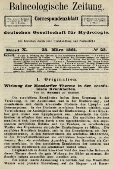 Balneologische Zeitung : Correspondenzblatt der deutschen Gesellschaft für Hydrologie. Bd. 10, 1861, nr 23