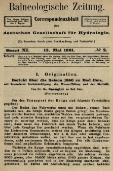 Balneologische Zeitung : Correspondenzblatt der deutschen Gesellschaft für Hydrologie. Bd. 11, 1861, nr 2