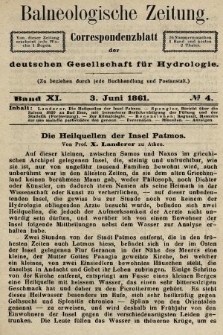 Balneologische Zeitung : Correspondenzblatt der deutschen Gesellschaft für Hydrologie. Bd. 11, 1861, nr 4
