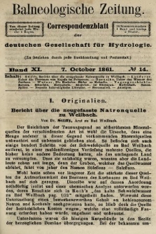 Balneologische Zeitung : Correspondenzblatt der deutschen Gesellschaft für Hydrologie. Bd. 11, 1861, nr 14