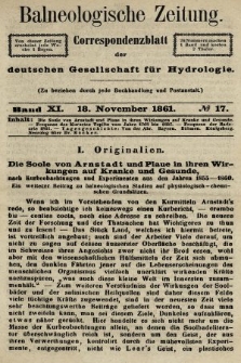 Balneologische Zeitung : Correspondenzblatt der deutschen Gesellschaft für Hydrologie. Bd. 11, 1861, nr 17