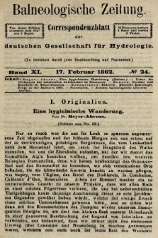 Balneologische Zeitung : Correspondenzblatt der deutschen Gesellschaft für Hydrologie. Bd. 11, 1862, nr 24