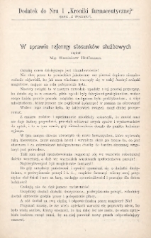 Dodatek do nr 1 „Kroniki Farmaceutycznej” 1899