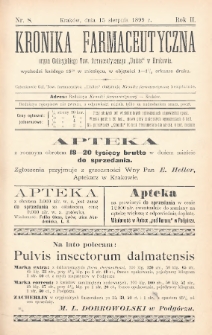 Kronika Farmaceutyczna : organ Towarzystwa Farmaceutycznego „Unitas” w Krakowie. 1899, nr 8