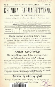 Kronika Farmaceutyczna : organ Towarzystwa Farmaceutycznego „Unitas” w Krakowie. 1900, nr 1