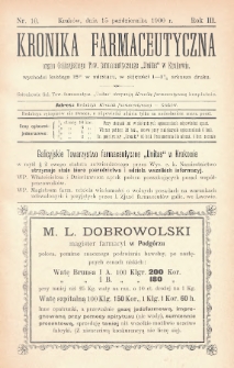 Kronika Farmaceutyczna : organ Towarzystwa Farmaceutycznego „Unitas” w Krakowie. 1900, nr 10