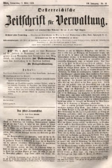 Oesterreichische Zeitschrift für Verwaltung. Jg. 3, 1870, nr 11