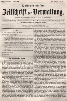 Oesterreichische Zeitschrift für Verwaltung. Jg. 3, 1870, nr 14