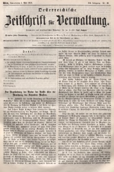 Oesterreichische Zeitschrift für Verwaltung. Jg. 3, 1870, nr 18
