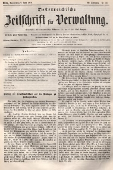 Oesterreichische Zeitschrift für Verwaltung. Jg. 3, 1870, nr 23