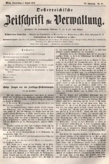 Oesterreichische Zeitschrift für Verwaltung. Jg. 3, 1870, nr 31