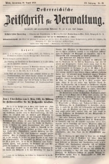 Oesterreichische Zeitschrift für Verwaltung. Jg. 3, 1870, nr 33