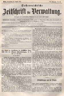 Oesterreichische Zeitschrift für Verwaltung. Jg. 3, 1870, nr 34