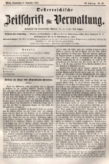 Oesterreichische Zeitschrift für Verwaltung. Jg. 3, 1870, nr 46