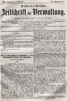 Oesterreichische Zeitschrift für Verwaltung. Jg. 4, 1871, nr 20