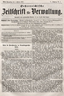 Oesterreichische Zeitschrift für Verwaltung. Jg. 5, 1872, nr 5