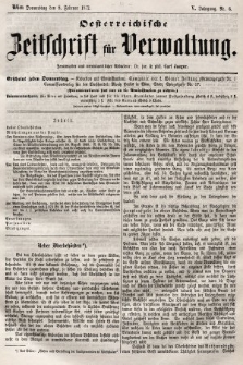 Oesterreichische Zeitschrift für Verwaltung. Jg. 5, 1872, nr 6