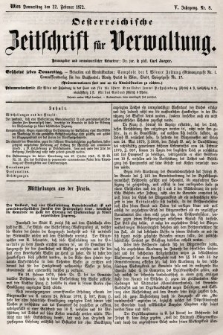 Oesterreichische Zeitschrift für Verwaltung. Jg. 5, 1872, nr 8