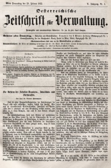 Oesterreichische Zeitschrift für Verwaltung. Jg. 5, 1872, nr 9