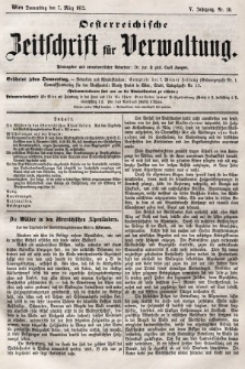 Oesterreichische Zeitschrift für Verwaltung. Jg. 5, 1872, nr 10