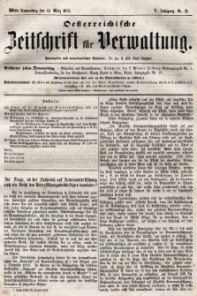 Oesterreichische Zeitschrift für Verwaltung. Jg. 5, 1872, nr 11