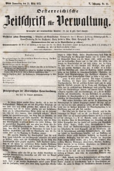 Oesterreichische Zeitschrift für Verwaltung. Jg. 5, 1872, nr 12
