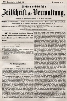 Oesterreichische Zeitschrift für Verwaltung. Jg. 5, 1872, nr 15