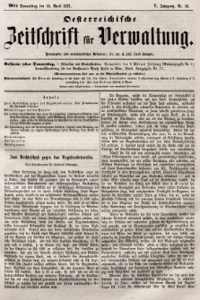 Oesterreichische Zeitschrift für Verwaltung. Jg. 5, 1872, nr 16