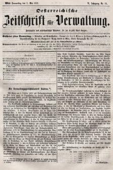 Oesterreichische Zeitschrift für Verwaltung. Jg. 5, 1872, nr 18