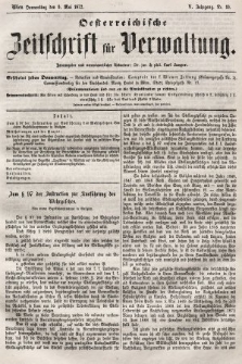 Oesterreichische Zeitschrift für Verwaltung. Jg. 5, 1872, nr 19
