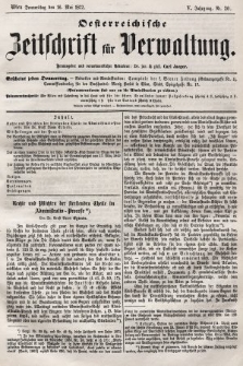 Oesterreichische Zeitschrift für Verwaltung. Jg. 5, 1872, nr 20