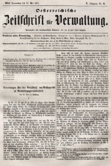Oesterreichische Zeitschrift für Verwaltung. Jg. 5, 1872, nr 21