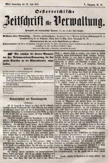 Oesterreichische Zeitschrift für Verwaltung. Jg. 5, 1872, nr 25