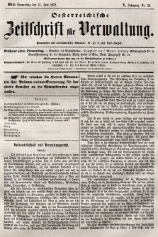 Oesterreichische Zeitschrift für Verwaltung. Jg. 5, 1872, nr 26