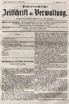 Oesterreichische Zeitschrift für Verwaltung. Jg. 5, 1872, nr 30