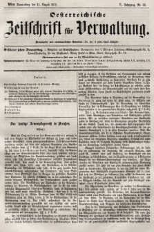 Oesterreichische Zeitschrift für Verwaltung. Jg. 5, 1872, nr 33