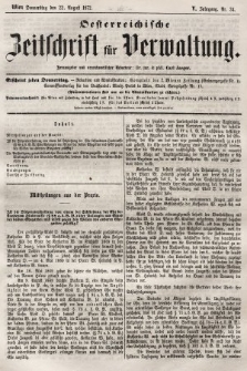 Oesterreichische Zeitschrift für Verwaltung. Jg. 5, 1872, nr 34