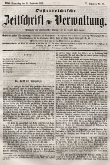 Oesterreichische Zeitschrift für Verwaltung. Jg. 5, 1872, nr 38
