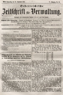 Oesterreichische Zeitschrift für Verwaltung. Jg. 5, 1872, nr 39