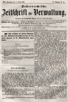 Oesterreichische Zeitschrift für Verwaltung. Jg. 5, 1872, nr 40