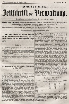 Oesterreichische Zeitschrift für Verwaltung. Jg. 5, 1872, nr 41