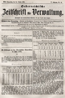 Oesterreichische Zeitschrift für Verwaltung. Jg. 5, 1872, nr 43