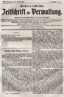 Oesterreichische Zeitschrift für Verwaltung. Jg. 5, 1872, nr 44
