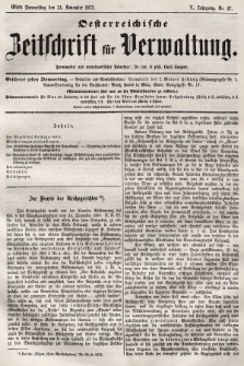 Oesterreichische Zeitschrift für Verwaltung. Jg. 5, 1872, nr 47