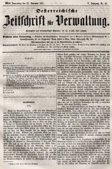 Oesterreichische Zeitschrift für Verwaltung. Jg. 5, 1872, nr 48