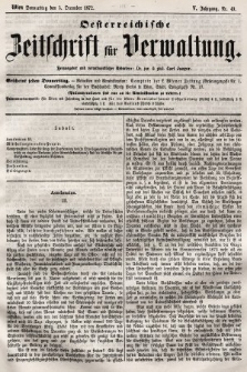 Oesterreichische Zeitschrift für Verwaltung. Jg. 5, 1872, nr 49