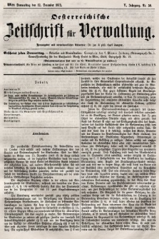 Oesterreichische Zeitschrift für Verwaltung. Jg. 5, 1872, nr 50